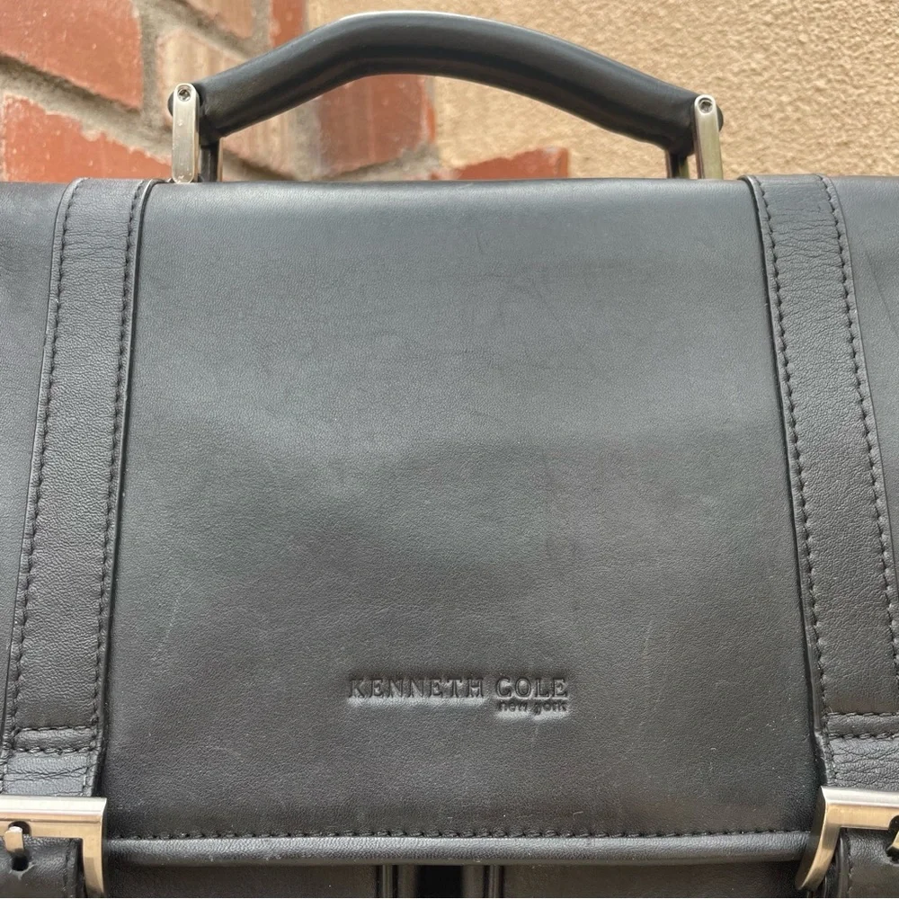 Kenneth Cole New York Large Vegan Briefcase with Laptop sleeve in Black